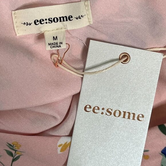 ee:some Pink Floral One Shoulder Midi Dress NWT Size M - Picture 9 of 12